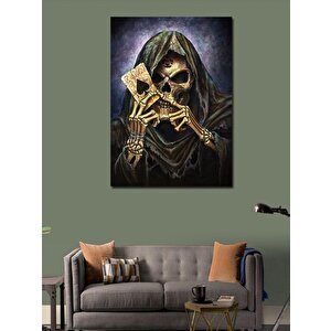 Kanvas Tablo İskambil Oynayan İskelet 70x100 cm