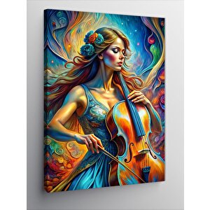 Kanvas Tablo Kadın Ve Çello 100x140 cm
