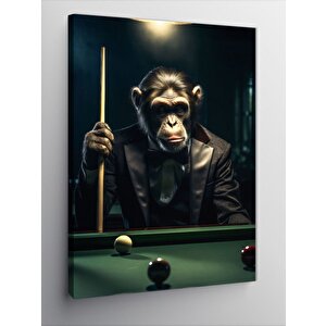 Kanvas Tablo Bilardo Oynayan Maymun