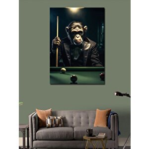 Kanvas Tablo Bilardo Oynayan Maymun