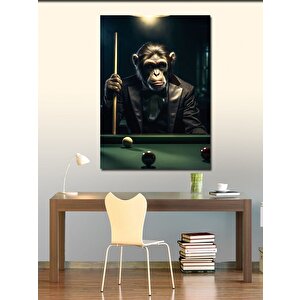 Kanvas Tablo Bilardo Oynayan Maymun