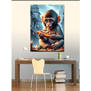 Kanvas Tablo Hotdog Yiyen Maymun 100x140 cm