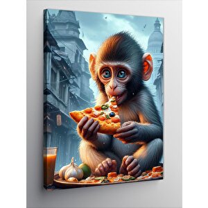 Kanvas Tablo Hotdog Yiyen Maymun 70x100 cm