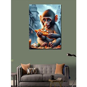 Kanvas Tablo Hotdog Yiyen Maymun 70x100 cm