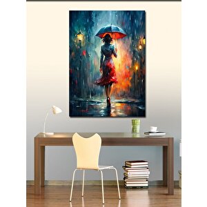 Kanvas Tablo Kırmızı Şemsiyeli Kadın 70x100 cm