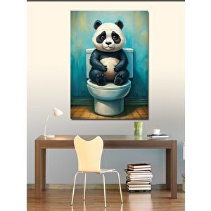 Kanvas Tablo Tuvaletteki Panda 100x140 cm