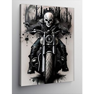 Kanvas Tablo Siyah Beyaz Ghost Rider