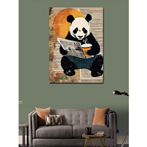 Kanvas Tablo Kahve İçeceğim Panda 100x140 cm