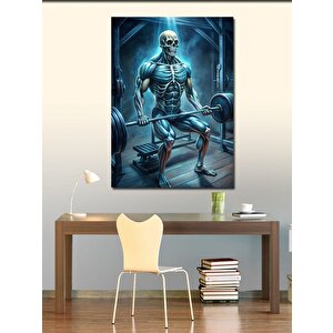 Kanvas Tablo Halter Kaldıran İskelet 100x140 cm