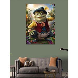Kanvas Tablo Kırmızı Ceket Ve Şapkalı Kurbağa 70x100 cm