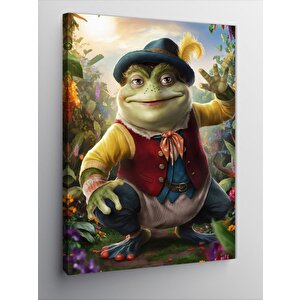 Kanvas Tablo Kırmızı Ceket Ve Şapkalı Kurbağa 50x70 cm