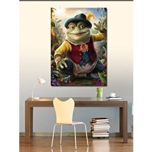 Kanvas Tablo Kırmızı Ceket Ve Şapkalı Kurbağa 50x70 cm