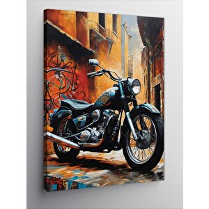 Kanvas Tablo Siyah Chopper Motosiklet 70x100 cm