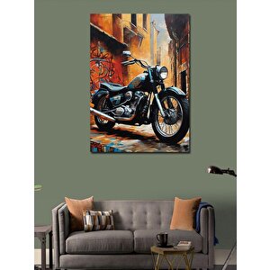 Kanvas Tablo Siyah Chopper Motosiklet 70x100 cm