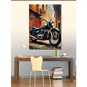 Kanvas Tablo Siyah Chopper Motosiklet 70x100 cm