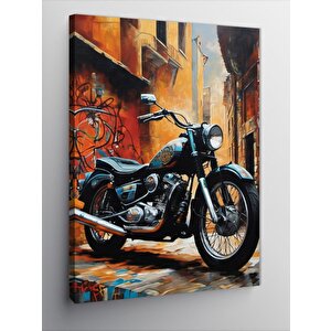 Kanvas Tablo Siyah Chopper Motosiklet 100x140 cm