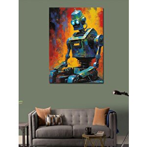 Kanvas Tablo Renkli Fon Robot 100x140 cm