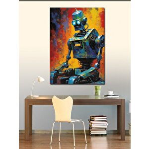 Kanvas Tablo Renkli Fon Robot 100x140 cm