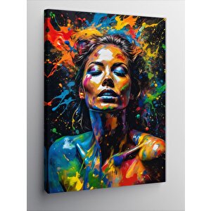 Kanvas Tablo Renkli Boyalar Ve Kadın 70x100 cm