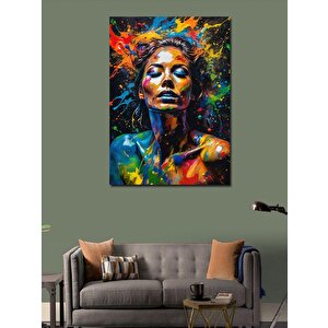 Kanvas Tablo Renkli Boyalar Ve Kadın 70x100 cm