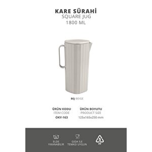 Coliseum Bej Kare Sürahi - 1800 Ml