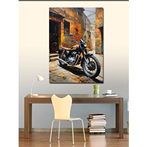 Kanvas Tablo Retro Turuncu Motosiklet 50x70 cm