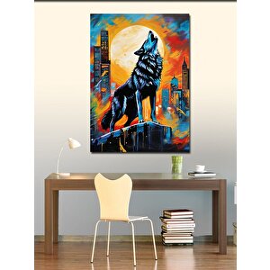 Kanvas Tablo Dolunay Ve Bozkurt 70x100 cm