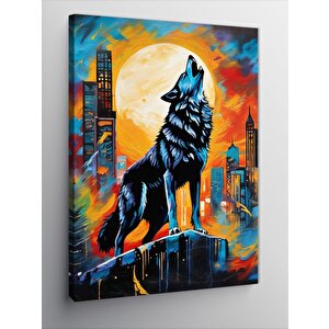 Kanvas Tablo Dolunay Ve Bozkurt 50x70 cm