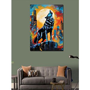 Kanvas Tablo Dolunay Ve Bozkurt 50x70 cm