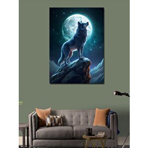 Kanvas Tablo Dolunay Ve Bozkurt 50x70 cm