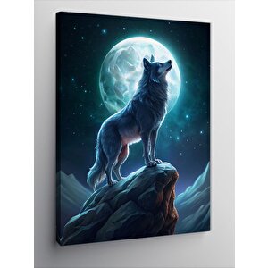 Kanvas Tablo Dolunay Ve Bozkurt 70x100 cm