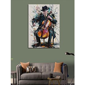 Kanvas Tablo Çello Çalan Yaşlı Amca 100x140 cm