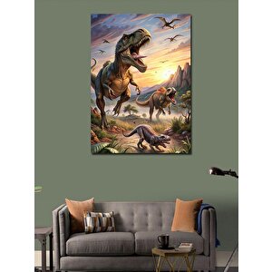 Kanvas Tablo Koşan Dinozorlar 70x100 cm