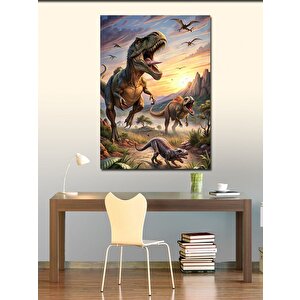 Kanvas Tablo Koşan Dinozorlar 100x140 cm
