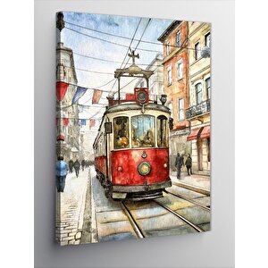 Kanvas Tablo Arnavut Kaldırım'daki Tramvay 70x100 cm