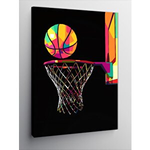 Kanvas Tablo Basketbol Topu Ve Potası 50x70 cm