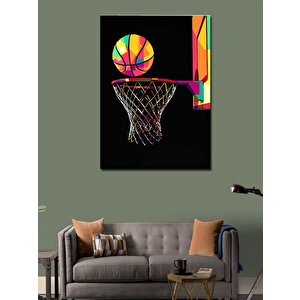 Kanvas Tablo Basketbol Topu Ve Potası 50x70 cm
