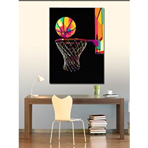 Kanvas Tablo Basketbol Topu Ve Potası 50x70 cm