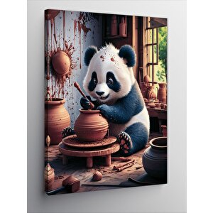 Kanvas Tablo Seramik Yapan Panda 70x100 cm