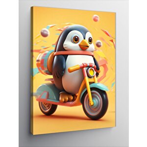 Kanvas Tablo Motosiklet Kullanan Penguen 70x100 cm