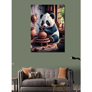 Kanvas Tablo Seramik Yapan Panda 100x140 cm