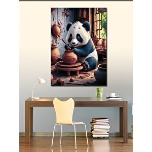 Kanvas Tablo Seramik Yapan Panda 100x140 cm