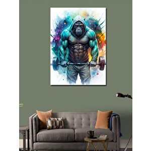 Kanvas Tablo Halter Kaldıran Maymun 50x70 cm