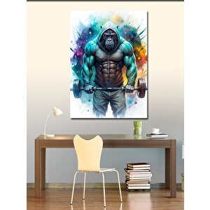 Kanvas Tablo Halter Kaldıran Maymun 50x70 cm