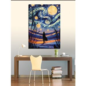 Kanvas Tablo Van Gogh Tarzı Dolunay 70x100 cm