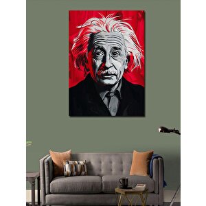 Kanvas Tablo Albert Einstein Kırmızı Fon 100x140 cm