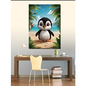 Kanvas Tablo Afacan Penguen Kumsalda 100x140 cm