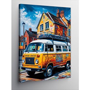 Kanvas Tablo Turuncu Minibüs 100x140 cm