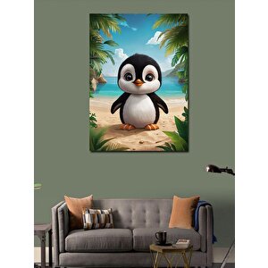 Kanvas Tablo Afacan Penguen Kumsalda 50x70 cm
