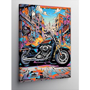Kanvas Tablo Renkli Motosiklet 50x70 cm